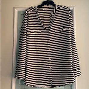 Calvin Klein Striped Button-Down Blouse